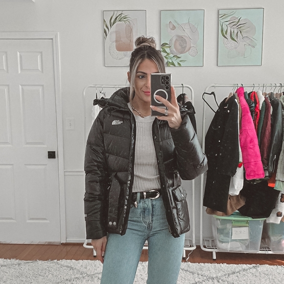 The North Face black Menlo belted puffer down jacket size S - Picture 4 of 15